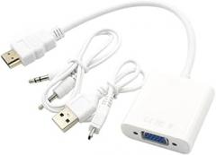 to Vga Adapter Audio Full Converter USB Power Cable for Laptop Monitor Projector