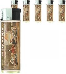 Refillable Electronic Lighter Set of 5 Pieces D-116 The Squaw Man The Pipe of Peace