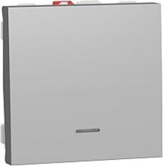 Schneider Electric NU320630N New Unica, Push Button Switch 2 Modules, Signal. LED, Sustainable Green Premium Prod, Easy Installation- Aluminium