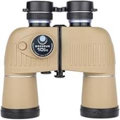 BOSS-DUN 10x50 Waterproof BAK4 Prism Binoculars with Electronic Distance Measurement – Floating, Fog Proof, and Night Viewing Capability – Ideal for Birdwatching, Hiking, and Outdoor Adventures(Desert