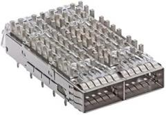 Molex/Waldom, 100015-1445, zQSFP+ 1x2 Cage Assembly with Spring Fingers - Open Top - No Rear Pins - NET Heat Sink - 2 Light Pipes. (4 Item/s)