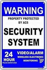 Tin Sign Blue Warning Property Protected By Acs Security System Video Alarm Wireless Electronic Monitoring 24 Hour Police Dispatch Sign Outdoor Safety Warning Decoration Aluminum Signs 8x12 Inch