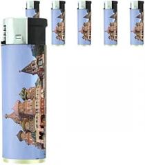 Famous Landmark Saint Basil's Cathedral Russia Set of 5 Lighters S6 Electronic Refillable Flame Cigarette Smoking