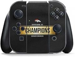 Skinit Decal Gaming Skin Compatible with Nintendo Switch Joy Con Controller - Officially Licensed NFL Denver Broncos Super Bowl 50 Champions Black Design