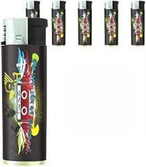 I Love The 80's Set of 5 Lighters S11 Electronic Refillable Flame Cigarette Smoking