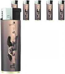 Elephant Art Scene Set of 5 Lighters S32 Electronic Refillable Flame Cigarette Smoking