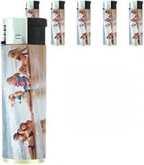 JS & Caren Beach Babes Pin Up Girls Model Set of 5 Lighters S12 Electronic Refillable Flame Cigarette Smoking