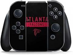 Skinit Decal Gaming Skin Compatible with Nintendo Switch Joy Con Controller - Officially Licensed NFL Atlanta Falcons Black Performance Series Design