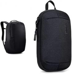 Thule Subterra 21L Backpack with Subterra Powershuttle Small Electronics Case Bundle, Black