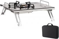 Outdoor Folding Cartridge Stoves Camping Picnic BBQ Table Furnace 4000W High Power Embeddable Stoves Portable Electronic Ignition Stoves Cooking Accessory