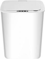 Trash Can 14l Intelligent Induction Garbage Can Home Electronic with Cover Automatic Bathroom Kitchen Toilet Paper Basket Electric Garbage Can Wastebasket(White)