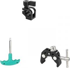 CAMVATE 15mm Single Rod Clamp + Straight Screwdriver Assembly Tool + Crab clamp