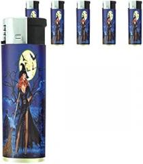 Vintage Witchcraft Witch Set of 5 Lighters S8 Electronic Refillable Flame Cigarette Smoking