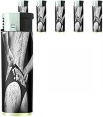 Tattoo Ink Pin Up Girls Model Set of 5 Lighters S36 Electronic Refillable Flame Cigarette Smoking