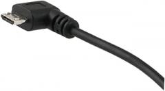 Spiral Micro USB Cable 1.5m, 5 Pin Micro USB Charging and Data Cord with Right Angle Connector, Black, Compatible with Mobile Devices and Electronics