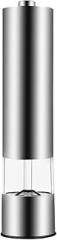 Electric Stainless Steel Pepper Mill Set 2pcs with Flat and Pointed Tips Battery-free Electronic Grinder for Kitchen and Restaurant Use