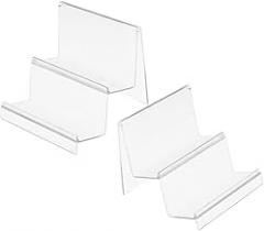 BESTOYARD 2Pcs Clear Acrylic Two Tier Wallet Display Stand Desktop Organizer Rack for Purses Cards and Electronics Modern Minimalist Design for Home and Office Use