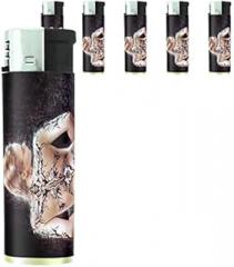 Tattoo Ink Pin Up Girls Model Set of 5 Lighters S34 Electronic Refillable Flame Cigarette Smoking