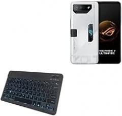 BoxWave Keyboard Compatible with ASUS ROG Phone 7 - SlimKeys Bluetooth Keyboard - with Backlight, Portable Slim LED 7 Colors - Jet Black