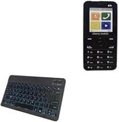 BoxWave Keyboard Compatible with Cherry Mobile C7i - SlimKeys Bluetooth Keyboard - with Backlight, Portable Slim LED 7 Colors - Jet Black