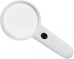 3X Led Magnifier for Book Page Compact Handheld Reading Magnifying Glass Plastic Handle Distortion- Images for Reading Inspection Maps Crafts