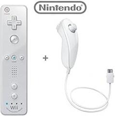 Official Nintendo Wii/Wii U Remote Plus Controller and Nunchuk Nunchuck Combo Bundle Set [White] (Bulk Packaging) (Renewed)