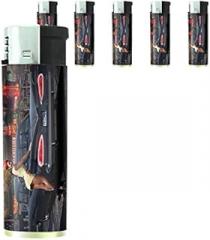 Hot Waitress Pin Up Girls Model Set of 5 Lighters S10 Electronic Refillable Flame Cigarette Smoking