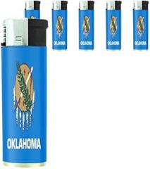 Oklahoma State Flag Lighters S1 Set of 5 Electronic Flame Cigarette Smoking