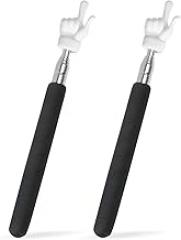 2Pcs Telescopic Teachers Pointer, Extendable Hand Pointer Finger Pointer Stick, Mini Retractable Classroom Pointer for Elementary School Kindergarten Teacher, Classroom Supplies(Black)