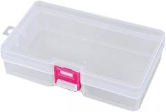 Latch Box Transparent Plastic Storage Box with Hooks for Fishing Gear, Beads, Electronics, Cosmetics, and Hardware Parts, 14.4 x 8.4 x 3.4 cm(Pink)