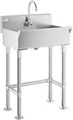 Commercial Hand Sink with Electronic Sensor Faucet, Stainless Steel, 24x17.5 Inch, Wall Mount, Single Bowl, 8 Inch Deep