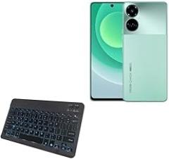 BoxWave Keyboard Compatible with Tecno Camon 19 - SlimKeys Bluetooth Keyboard - with Backlight, Portable Slim LED 7 Colors - Jet Black