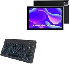 BoxWave Keyboard Compatible with YQSAVIOR Android 11 Tablet CP20 (10 in) - SlimKeys Bluetooth Keyboard - with Backlight, Portable Slim LED 7 Colors - Jet Black