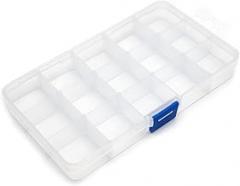 Aicosineg PP Component Storage Box 170x100x23mm Adjustable Container Plastic Organizer 15 Removable Grids Tool Boxes for Electronic Component Small Accessories Transparent 1Pcs