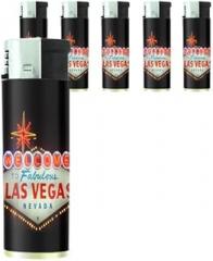 Butane Refillable Electronic Lighter Set of 5 Pieces Las Vegas Design-001