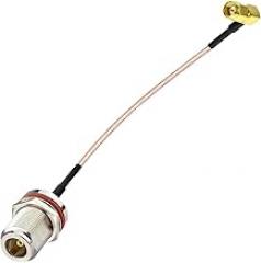 DHT Electronics RF coaxial Coax Cable Assembly SMA Male Right Angle to N Female Bulkhead 12''