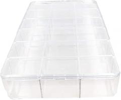MroMax Component Storage Box - PS Fixed 18 Grids Electronic Component Containers Tool Boxes Clear 11.34