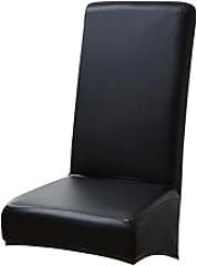 Milisten Elastic Waterproof Pu Leather Chair Cover, Large Black Stretch Dining Room Slipcover, Oil-Resistant Protective Sleeve for High Back and Desk Chairs, Suitable for Home and Hotel Use