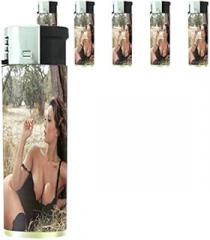 Italian Italy Pin Up Girls Model Set of 5 Lighters S6 Electronic Refillable Flame Cigarette Smoking