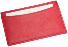 Graphic Image Slim Design Card Case in Red Traditional Leather (r) -