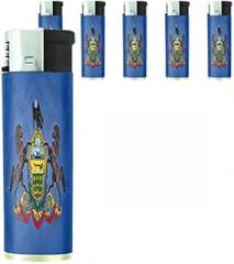 Pennsylvania State Flag Lighters S1 Set of 5 Electronic Flame Cigarette Smoking