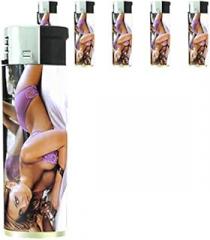 Australian Pin Up Girl Lighters S4 Set of 5 Electronic Refillable Flame Cigarette Smoking