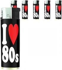 I Love The 80's Set of 5 Lighters S10 Electronic Refillable Flame Cigarette Smoking