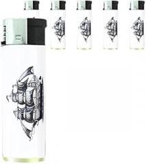 Vintage Pirate Ship Lighters S3 Set of 5 Electronic Flame Cigarette Smoking Retro High Seas