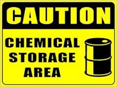 Rockmount Electronics OutdoorIndoor Large Size 12 X 9 - Caution Chemical Storage Area - Danger Safety Warning Sign Vinyl Label Sticker Decal - Back Self Adhesive Vinyl