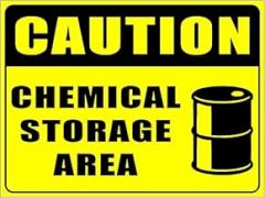 Rockmount Electronics OutdoorIndoor Large Size 12 X 9 - Caution Chemical Storage Area - Danger Safety Warning Sign Vinyl Label Sticker Decal - Back Self Adhesive Vinyl