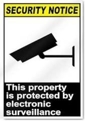 This Property Is Protected By Electronic Surveillance Security Signs v2 Metal Sign 8 x 12 Inch – Indoor Outdoor Decor Plate