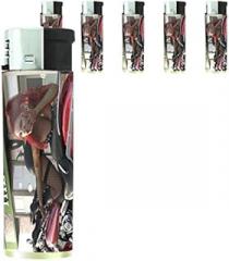 Bad Girls Pin Up Girl Model Set of 5 Lighters S12 Electronic Refillable Flame Cigarette Smoking
