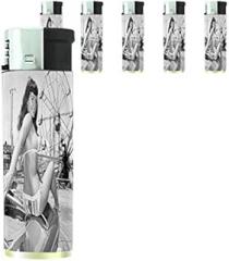 Bad Girls Pin Up Girl Model Set of 5 Lighters S17 Electronic Refillable Flame Cigarette Smoking