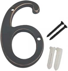 QCAA Traditional Heavy Solid Brass House Number 6, 6